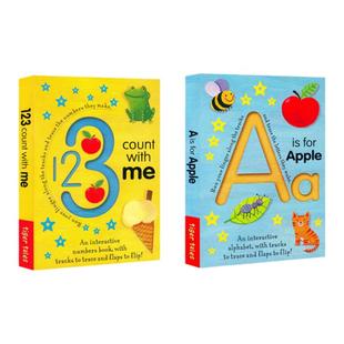 点读版英文原版儿童英语字母启蒙纸板书翻翻书A is for Apple英文低幼认知书123 Count with Me数数早教书探索翻翻书认知读物早教