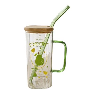 方形玻璃杯家用带把手喝水杯ins