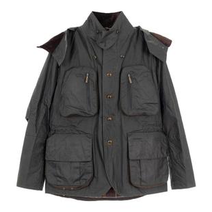 BARBOUR 男士黑色棉质连帽休闲夹克外套银泰百货精品 301574
