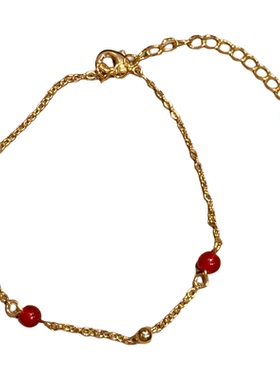 Pink Daily红色玛瑙串珠叠戴手串女闺蜜轻奢小众精致高级感细手链