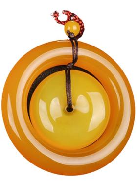 冰种黄色玛瑙平安扣毛衣链吊坠