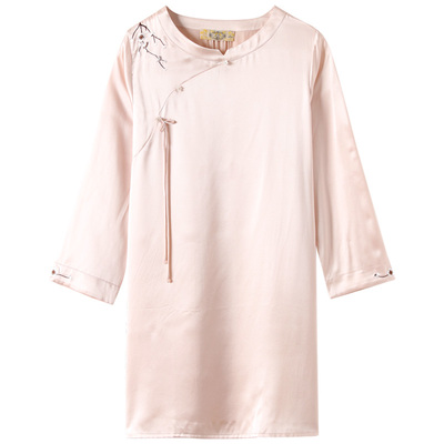美标女士真丝长袖睡裙
