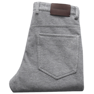 秋冬厚款羊毛男士休闲裤高档斜纹亲肤内里磨毛直筒休闲长裤男裤子