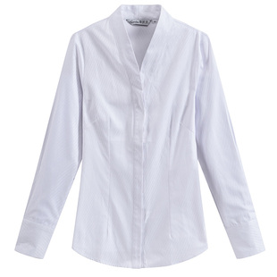 南航空姐长袖衬衫制服职业装空乘面试工作服女新款v领短袖白衬衫