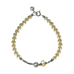 方糖家 原创天然黄水晶碎银子纯银曼塔玫瑰珍珠手链高级感手串女