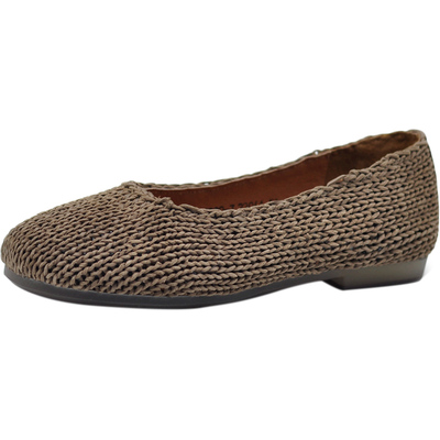 artmu手工针织平底真皮浅口单鞋