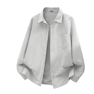 HG真维斯条纹衬衫男秋季轻商务vibe衬衣男款轻奢牛津纺宽松寸衣潮