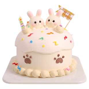 小兔子巧克力蛋糕装饰摆件小动物造型慕斯甜品西点网红卡通插件