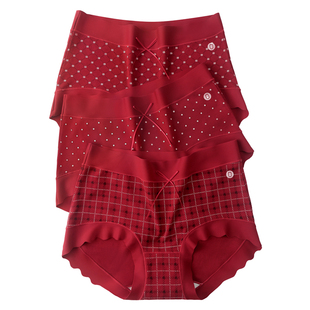 有内女士红内裤女马年桑蚕丝裆抗菌少女生本命年礼盒结婚新款红色