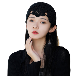 今年流行的遮白发小帽高端洋气薄款新款帽子镂空女蕾丝复古包头帽