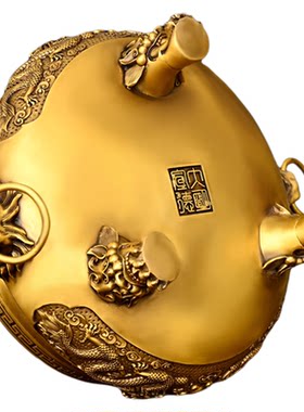 纯铜双龙香炉摆件三足炉家居寺庙