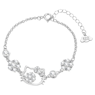 tidecolor三丽鸥hellokitty纯银手链女孩 凯蒂猫哈喽kt女生日礼物