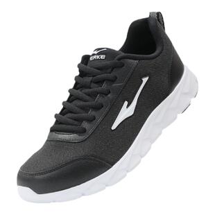 鸿星尔克男鞋网面透气跑步鞋春夏新款男士纯黑百搭轻便运动鞋男款