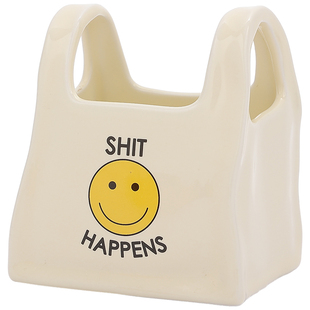 陶瓷笔筒手提袋造型化妆刷盒子收纳创意摆件高级感小众插花瓶摆件