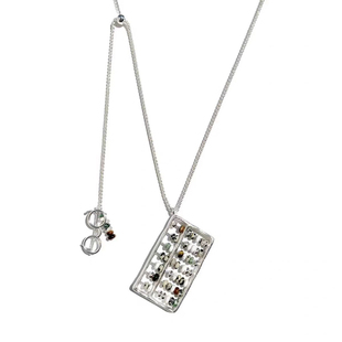 吴昕同款账房先生算盘项链混色天然石黄铜电镀古银长款毛衣链吊坠