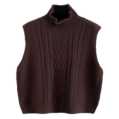 设计感高领麻花毛衣女加厚马甲