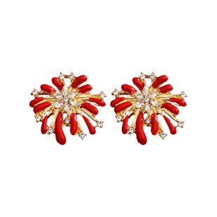 璀璨烟火耳钉轻奢闪钻烟花耳环2026新款高级感精致新年925银耳饰