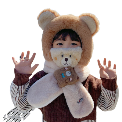 努米星儿童帽子围巾一体毛绒护耳