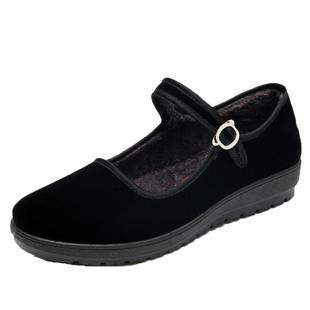 老北京布鞋棉鞋女加绒工作鞋黑色上班酒店鞋防滑跳舞妈妈鞋休闲鞋