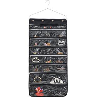 牛津布首饰收纳挂袋透明挂墙式耳环发饰配饰展示架防尘饰品收纳袋