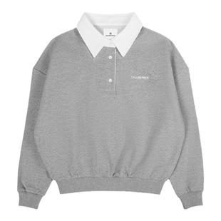 【黄灿灿同款】CalledBack学院风卫衣女2025秋季加薄绒POLO领上衣