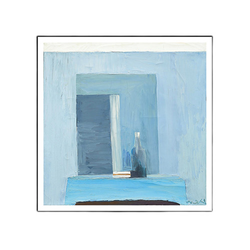 绿色风景田园风光装饰画简约现代文艺小清新抽象花瓶建筑画油画风