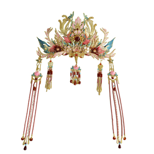 清月鹿鸣原创【九霄鸣鸾】古风婚嫁发冠新娘头饰汉婚凤冠重工发饰