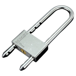 304不锈钢U型锁玻璃门把手锁公司商铺大门锁对开门户外防水防锈