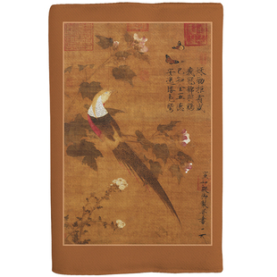 宋徽宗芙蓉锦鸡图摘抄本高颜值复古手账本网格内页国风布艺书衣A5