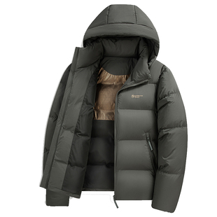 鸭鸭冬季爸爸羽绒服男士加厚新款中老年人短款连帽高充绒休闲外套