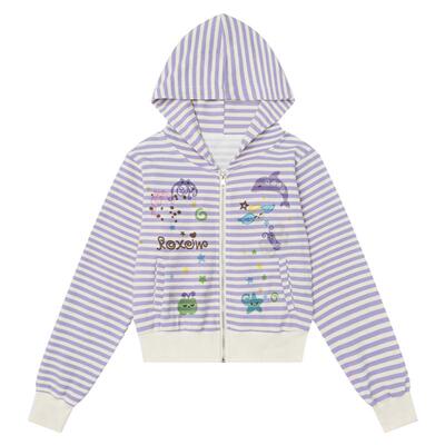 看我展示修身短款连帽卫衣外套