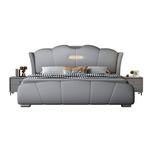 轻奢真皮床现代简约2025新款主卧双人床2米大床高端大气软包婚床