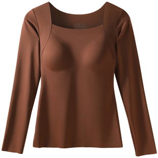 保暖内衣女款带胸垫冬季贴身内搭肉色打底衫肌底美肤上衣2025新款