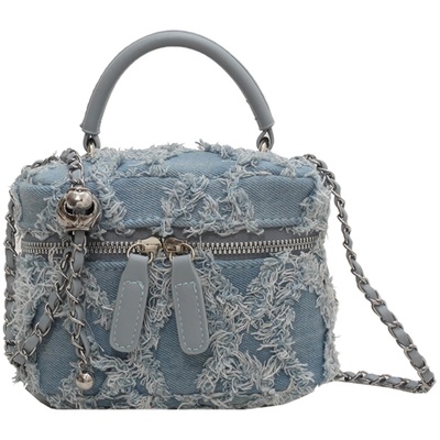 时尚百搭牛仔手提小方包