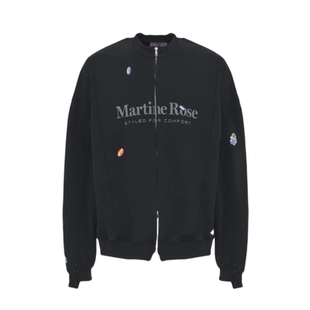 Martine Rose水洗做旧标语Logo涂鸦贴纸印花不规则拉链卫衣外套