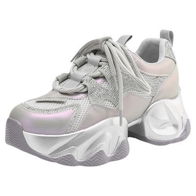 达芙妮厚底老爹鞋女2025新款夏季网面透气配阔腿裤增高休闲运动鞋