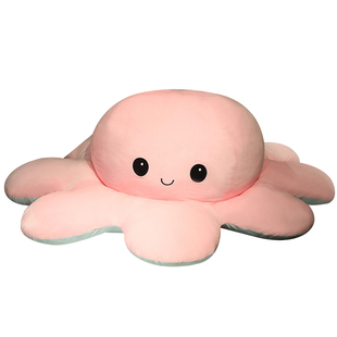 翻面大章鱼公仔娃娃双面翻转变脸生气玩偶头套抱枕毛绒玩具礼物女