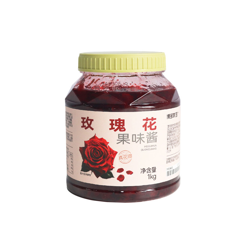 博多家园玫瑰花果味酱1kg含花瓣奶茶水果茶咖啡拿铁专用玫瑰果酱
