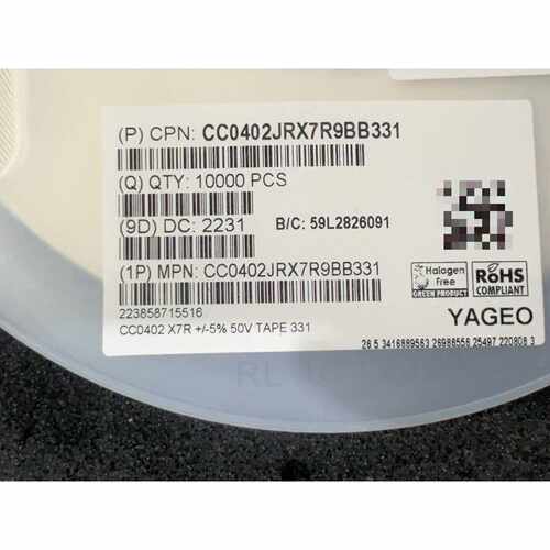 【议价-可维修】国巨YAGEO CC0402JRX7R9BB331 贴片多层 全新/均