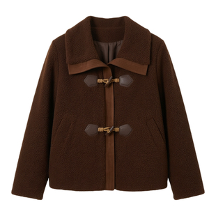 采多宝大码女装胖mm2025冬季新款皮毛一体羊羔毛设计感短款外套