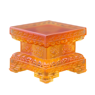 琉璃正方形莲花台八吉祥佛像底座摆件药师佛观音加高供奉寺院射灯