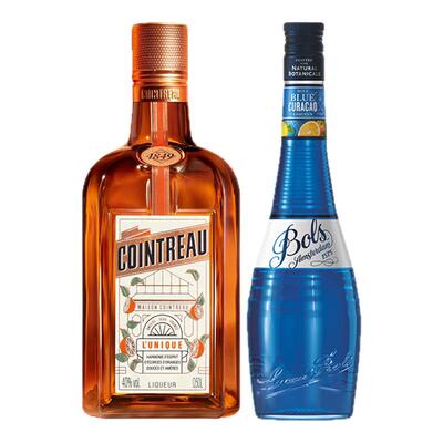 郎家园进口洋酒君度力娇酒橙味甜酒500ml波士蓝橙利口酒700ml组合