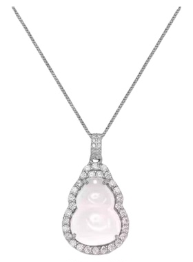 新中式国风天然玉髓项链福禄葫芦盒子链女锁骨链颈链毛衣链饰品