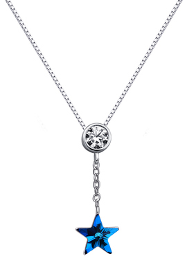 s925银绽蓝星项链女锁骨