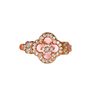 甜美梦幻仿粉贝母花瓣戒指女小众设计开口尾戒指女轻奢高级感指环