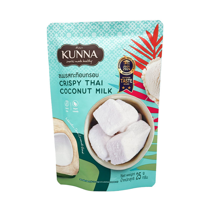 泰国原装进口kunna椰子奶冻干椰子块25g泰奶榴莲芒果咖啡可可零食