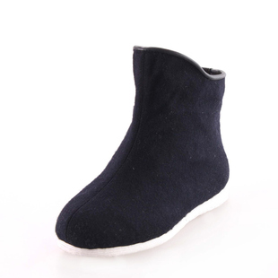 内联升布鞋男女情侣手工千层底高帮棉鞋拉锁呢子高靴8168A/8683A