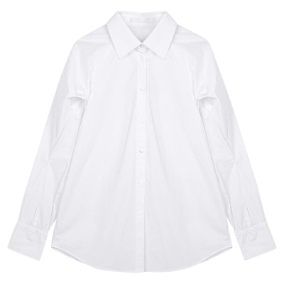 La pargay纳帕佳纯棉长袖衬衫2025秋季新款女士白色个性宽松上衣