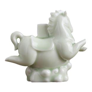 《马上发财》原创陶瓷生肖马摆件招财德化白瓷工艺品客厅酒柜装饰