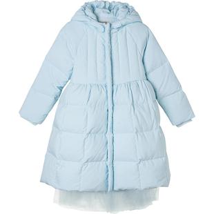 Viciusss女童羽绒服冬季新款儿童中长款加厚保暖网纱公主冬装外套
